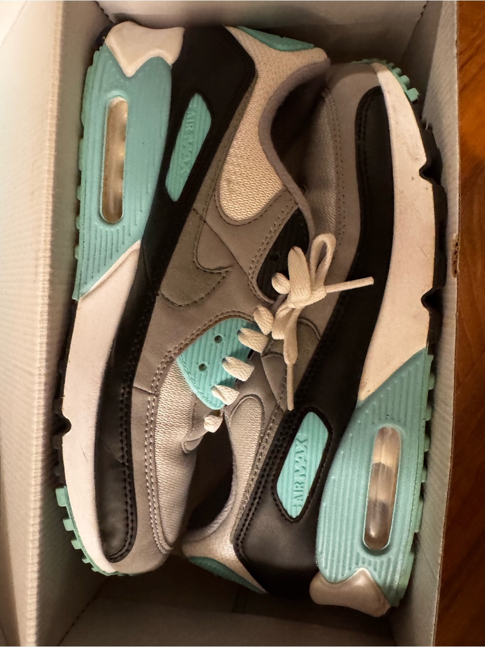 Nike Women's Grey and Teal Air Max Sneakers